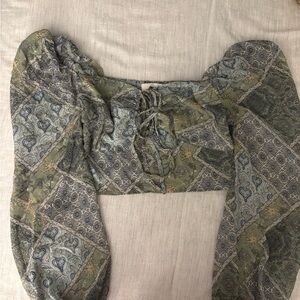 Patterned Green and Gray Women's Top